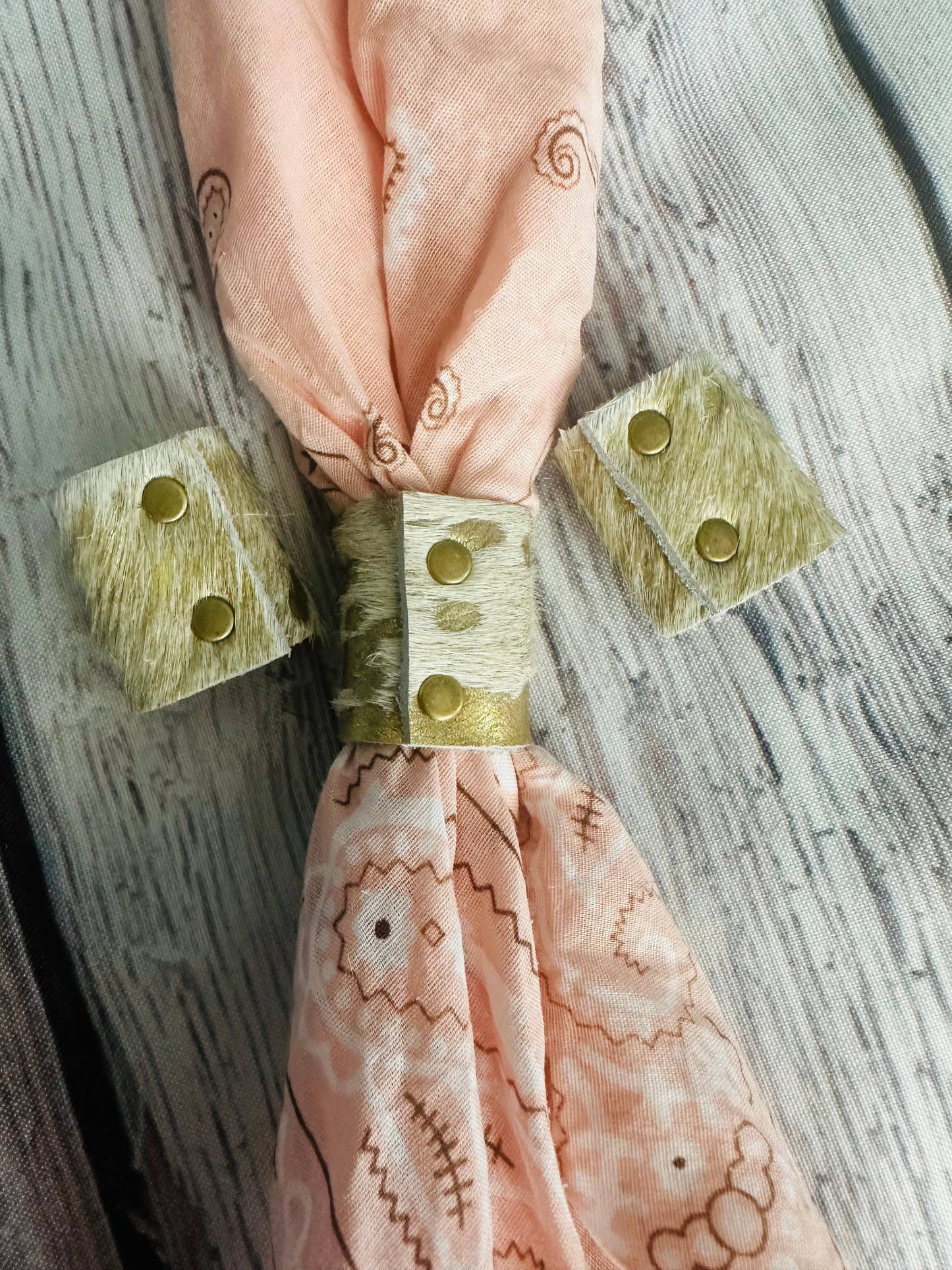 Gold Metallic Cowhide Bandana Slides