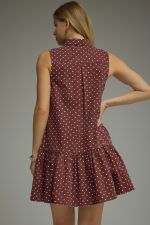 Polka Dot Sleeveless Mini Dress with Tie Neck