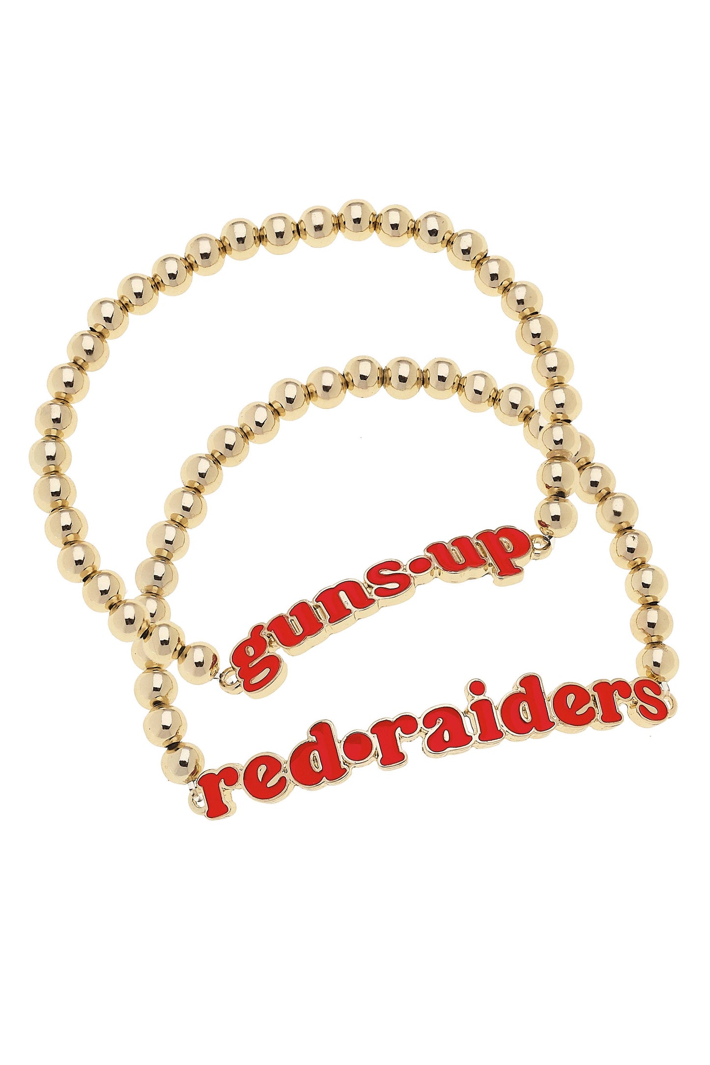 Texas Tech Red Raiders Slogan Ball Bead Bracelet Set of 2