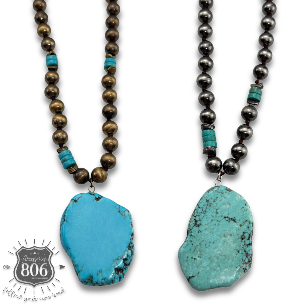 Turquoise pendant western necklace