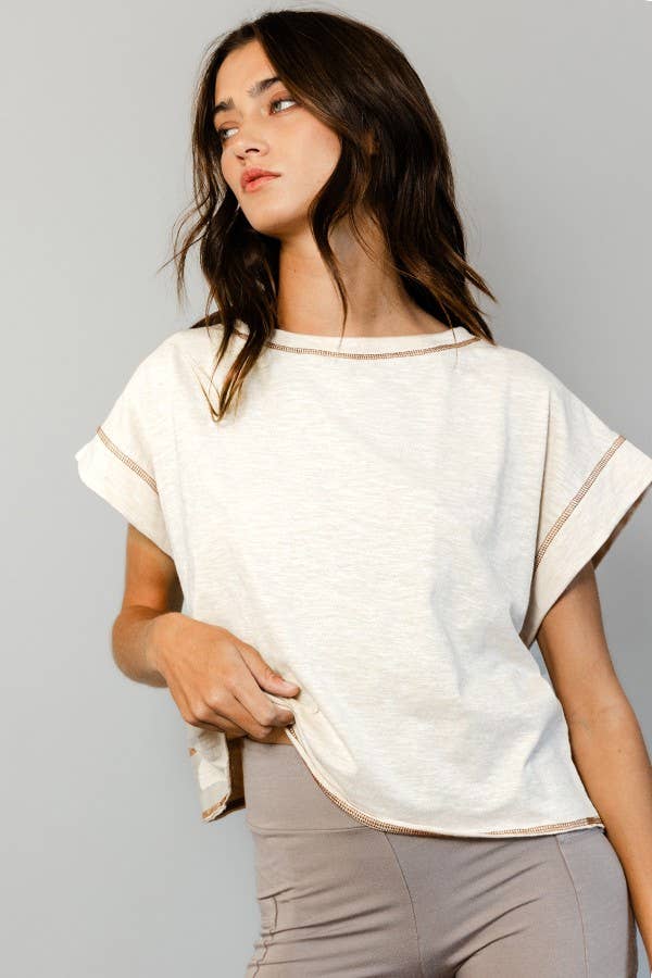 Overlap Open Back Reverse Stitched Crop Top