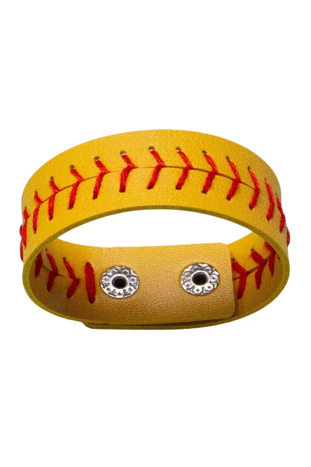 It's All About The Base Yellow Red Softball Snap Bracelet