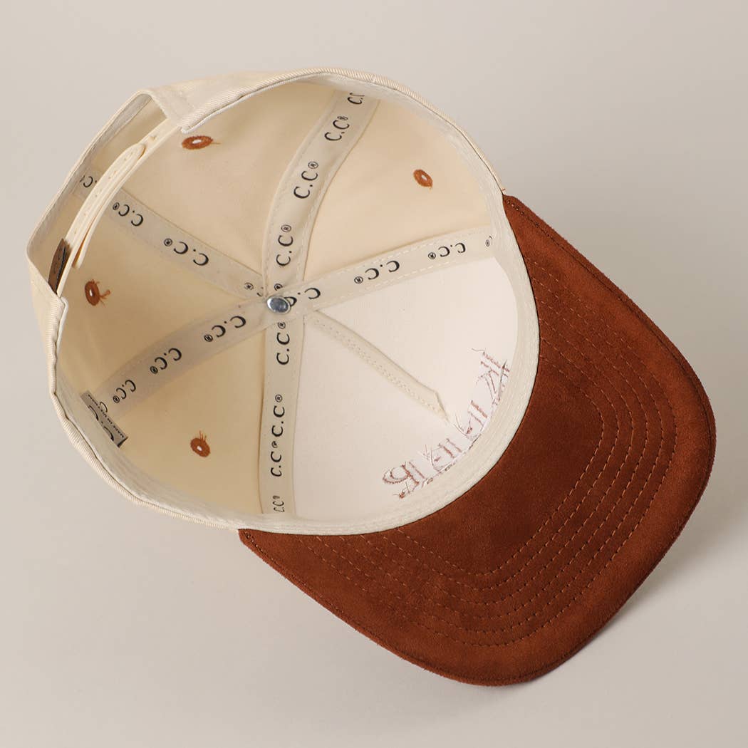 KEEP PRAYIN' Two-toned Suede Canvas Trucker Hat