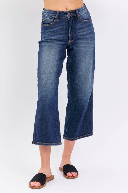 Mid-Rise Tummy Control Crop Wide Judy blue
