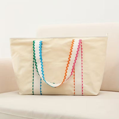 Large Tote with Colorful Edge