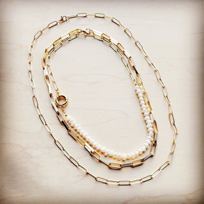Gold Large Chain Link Layering Necklace 22"