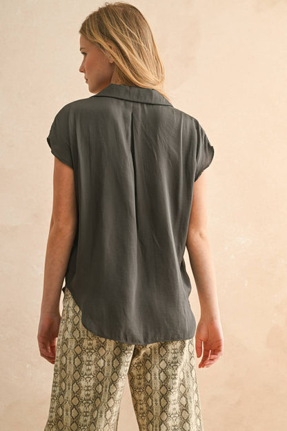 BUTTON DOWN CAP SLEEVE SHIRTS