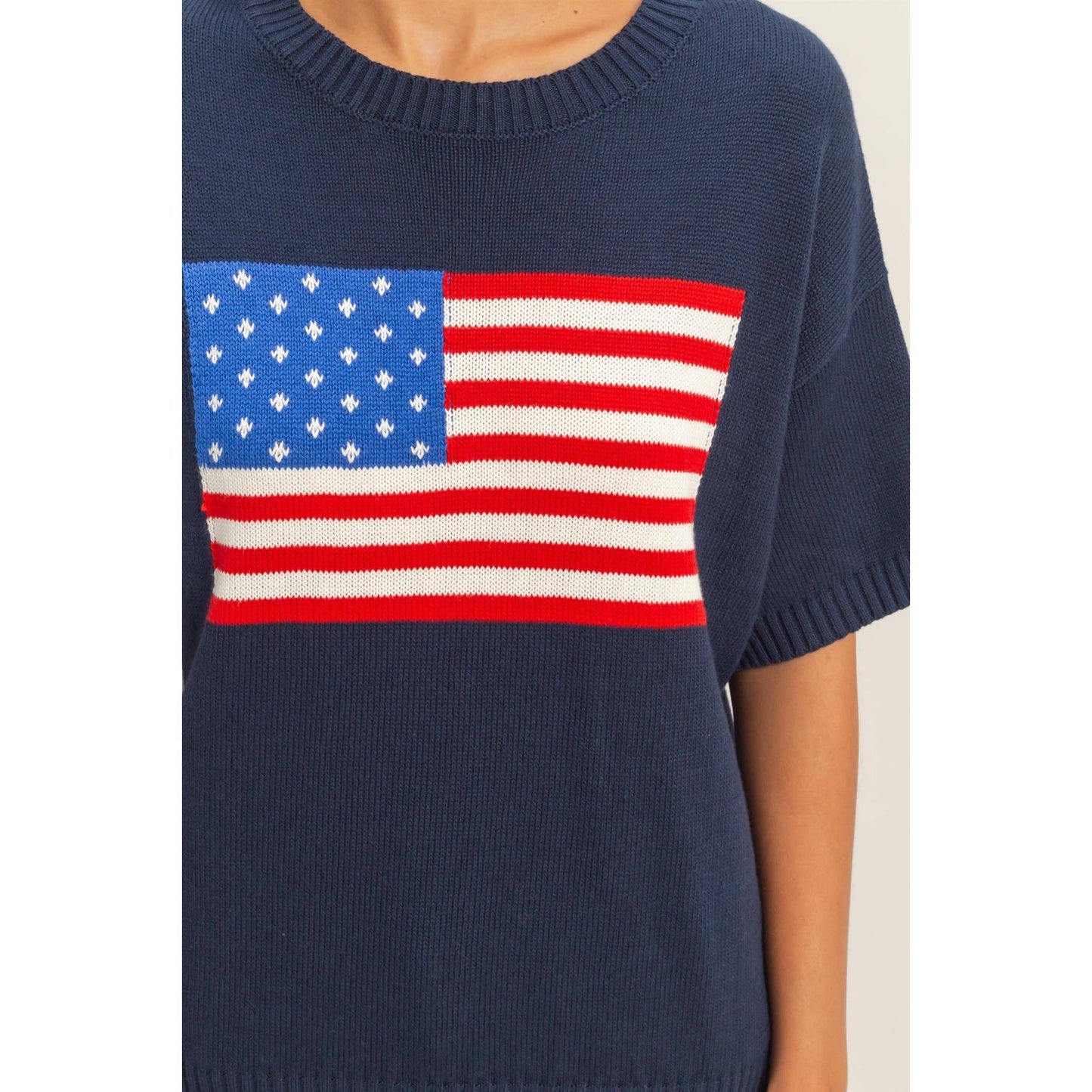 American Flag Knit Top
