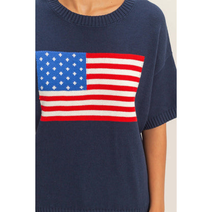 American Flag Knit Top