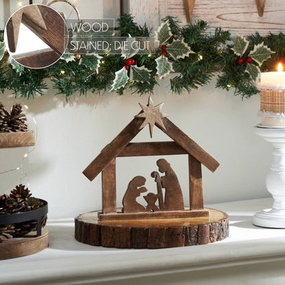 A Savior is Born Dark Wooden Nativity Scene