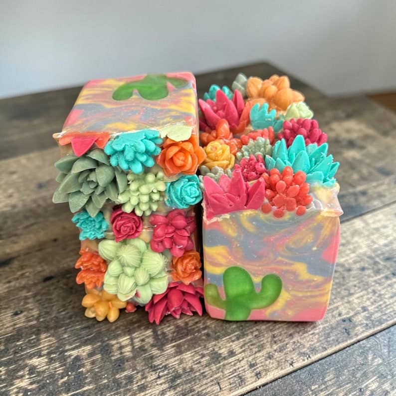 Blooming Cactus Blossom Bar Soap Made with Tallow and Creamy Goatmilk- Homemade, Cold Process