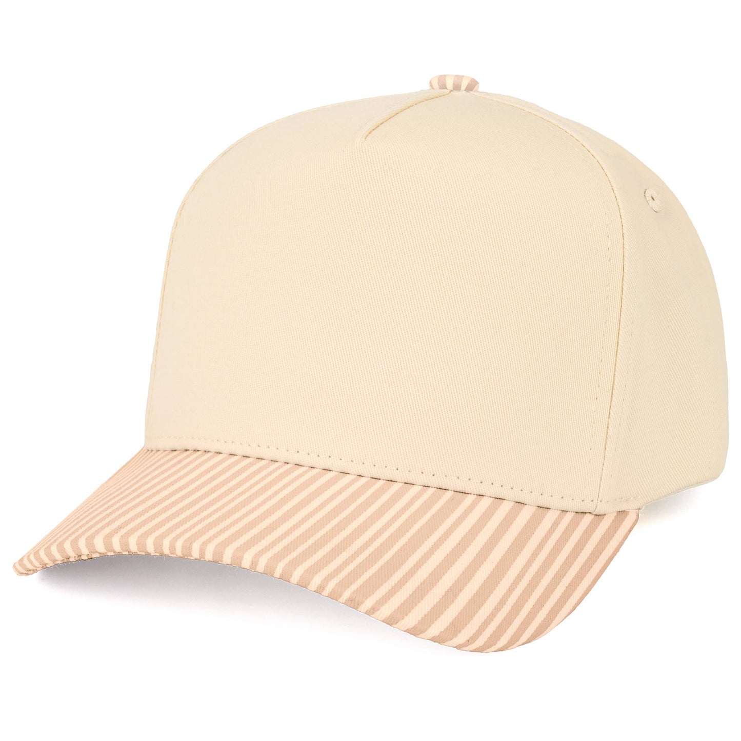 C.C Striped Pattern on Bill Plain Two Tone Trucker Hat