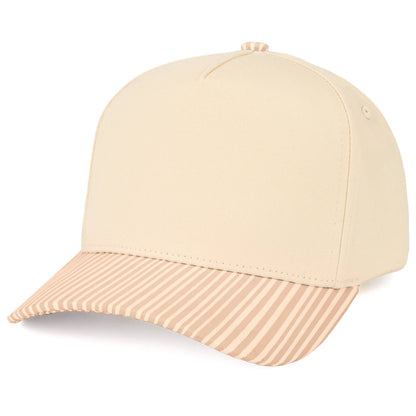 C.C Striped Pattern on Bill Plain Two Tone Trucker Hat