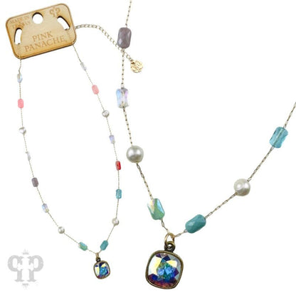 Multi-color bead necklace, Austrian crystal