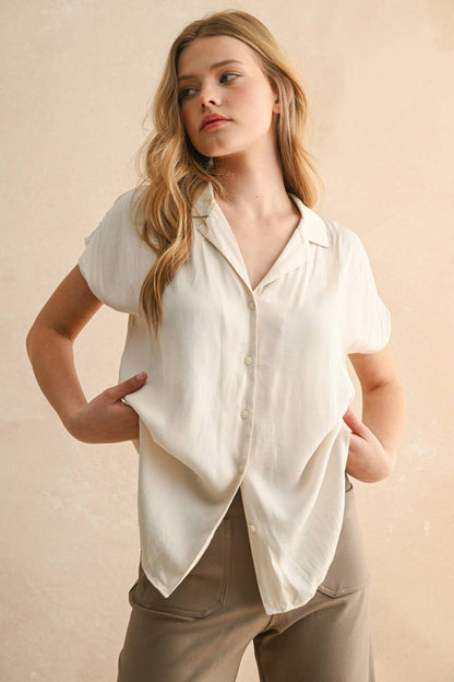 BUTTON DOWN CAP SLEEVE SHIRTS