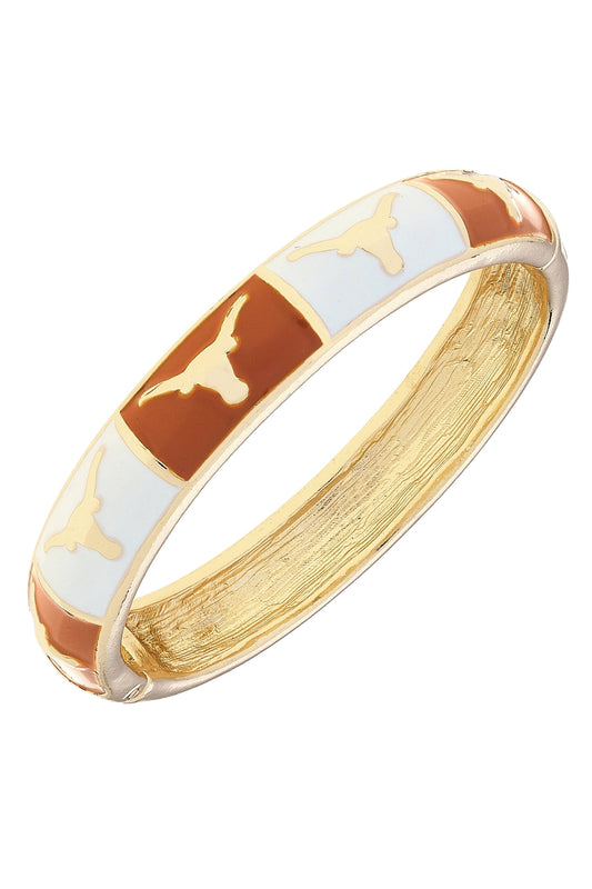 Texas Longhorns Sculpted Enamel Checkered Hinge Bangle