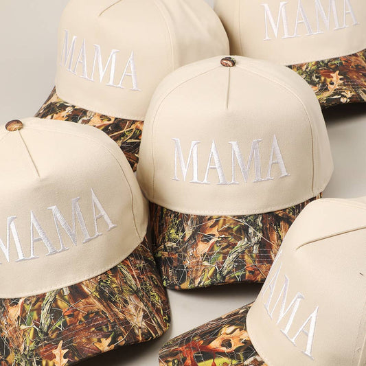 MAMA Letter Embroidery Camo Two-Tone Trucker Hat