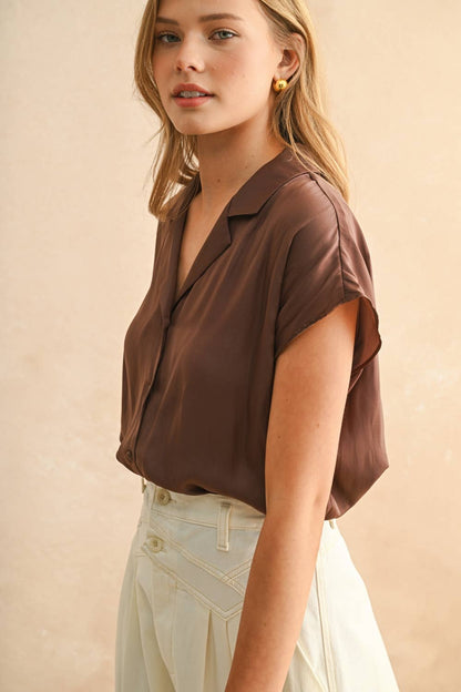 BUTTON DOWN CAP SLEEVE SHIRTS