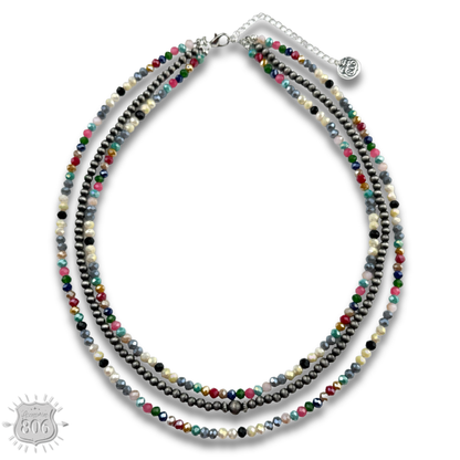Multi-color and silver beaded necklace
