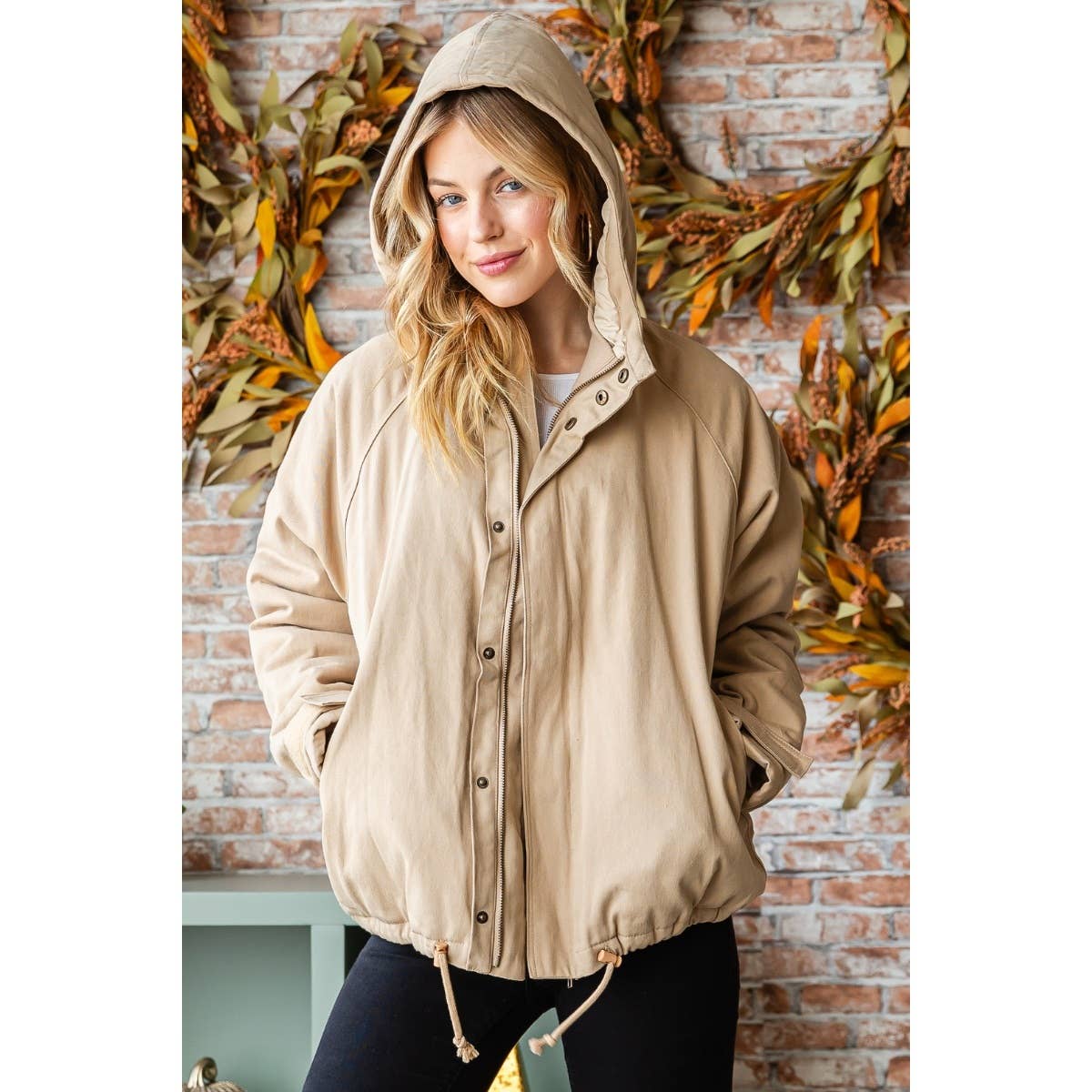 Solid Zip Up Hoodie Jacket