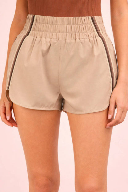 Striped Trim Detail Activewear Shorts
