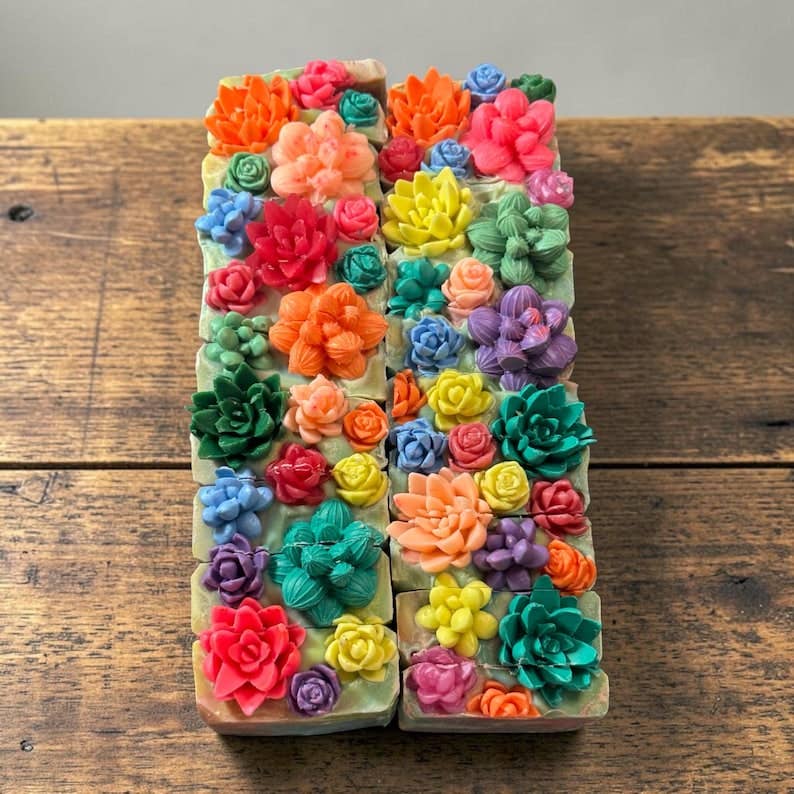 Blooming Cactus Blossom Bar Soap Made with Tallow and Creamy Goatmilk- Homemade, Cold Process