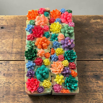 Blooming Cactus Blossom Bar Soap Made with Tallow and Creamy Goatmilk- Homemade, Cold Process