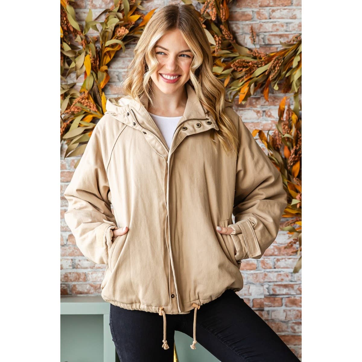 Solid Zip Up Hoodie Jacket