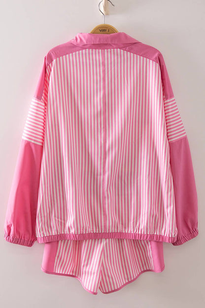 NT12656SET-Stripe Active Top & Shorts Set