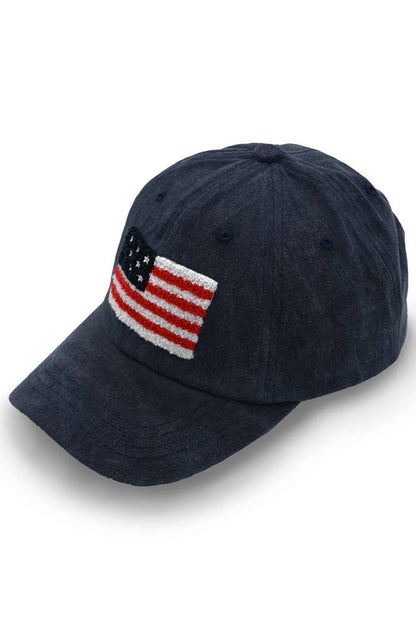 American Flag Chenille Patch Baseball Cap