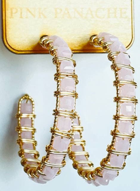 Blush bead hoop earring
