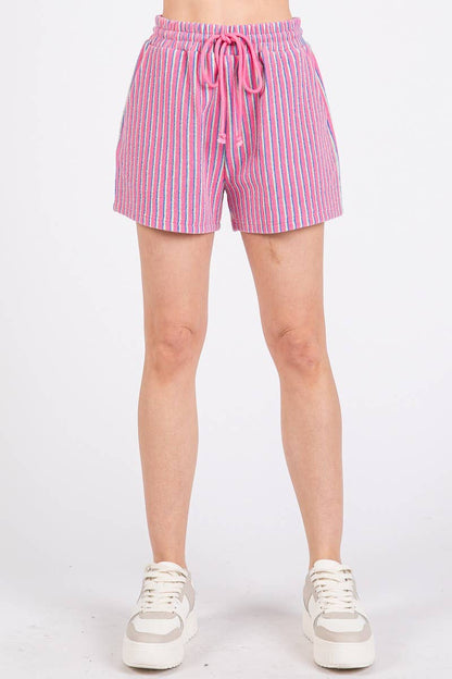 KNIT STRIPED PULLOVER AND SHORTS SETS