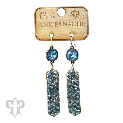 Bead wrapped hexagon dangle earring with Austrian crystal - LC
