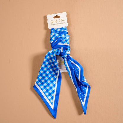 Twirl & Tie Scarf Accessory-Gingham Blue