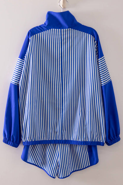 NT12656SET-Stripe Active Top & Shorts Set
