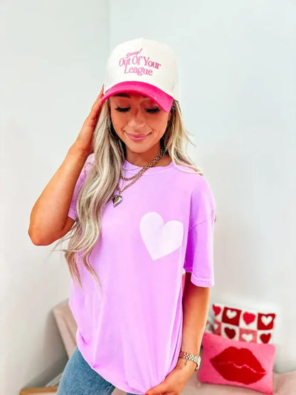 Heart Pocket Neon Violet Graphic Tee
