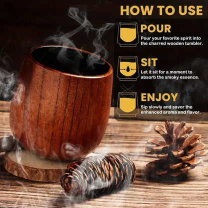 Wooden Bourbon Glass with Whisky Stones