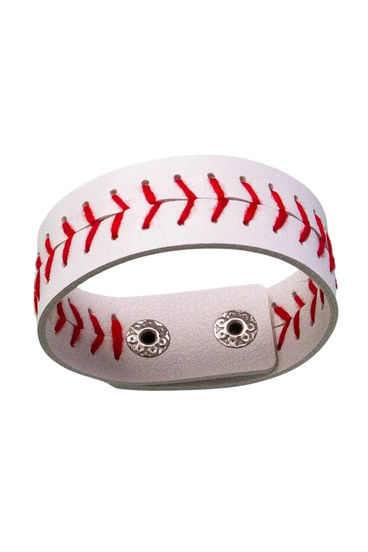 It's All About The Base White Red Baseball Snap Bracelet