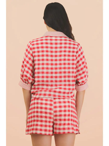 Checkered Shirt Top & Shorts Set