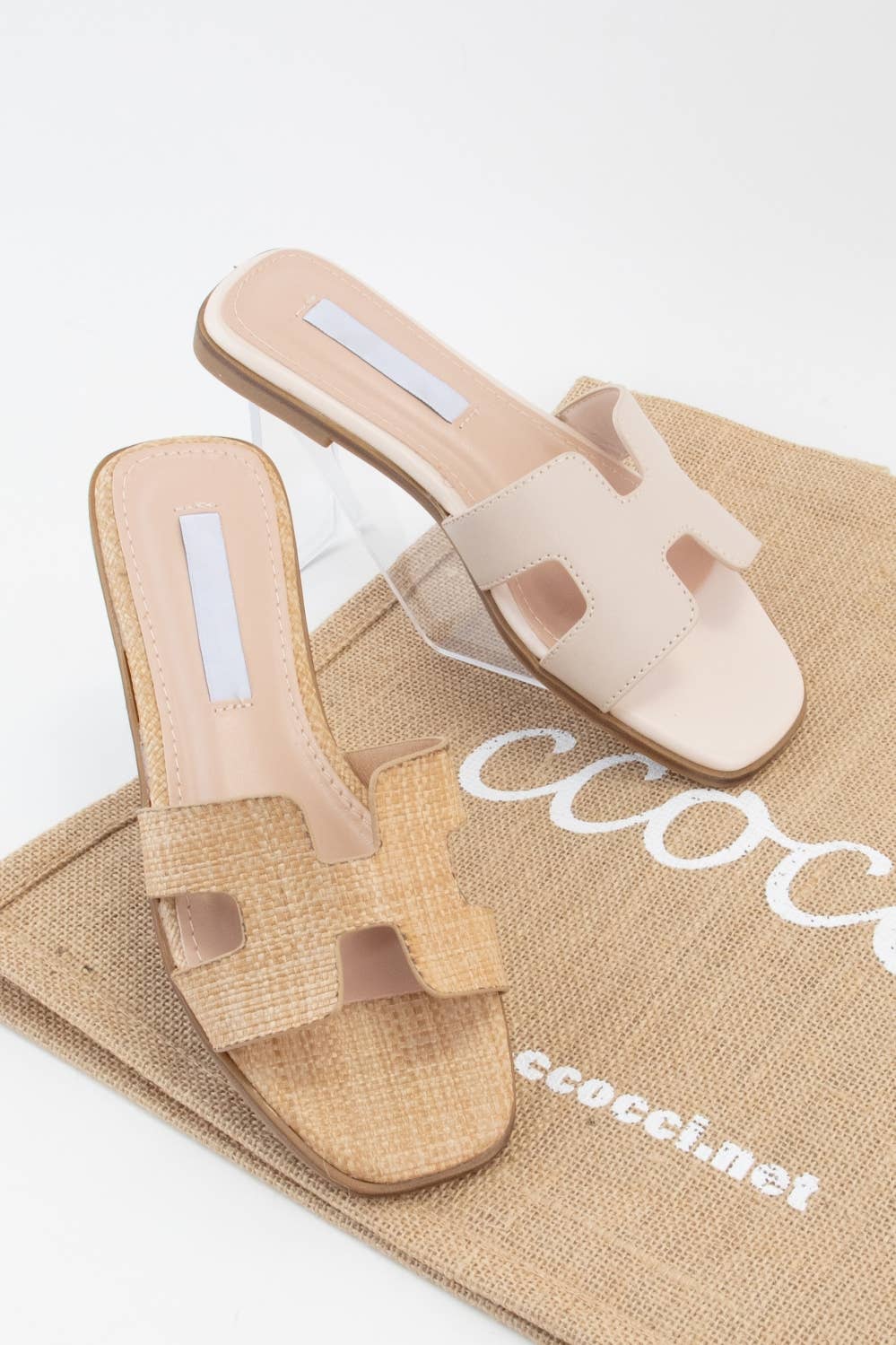 TRENDY H-SHAPED CUTOUT SANDALS: BEIGE
