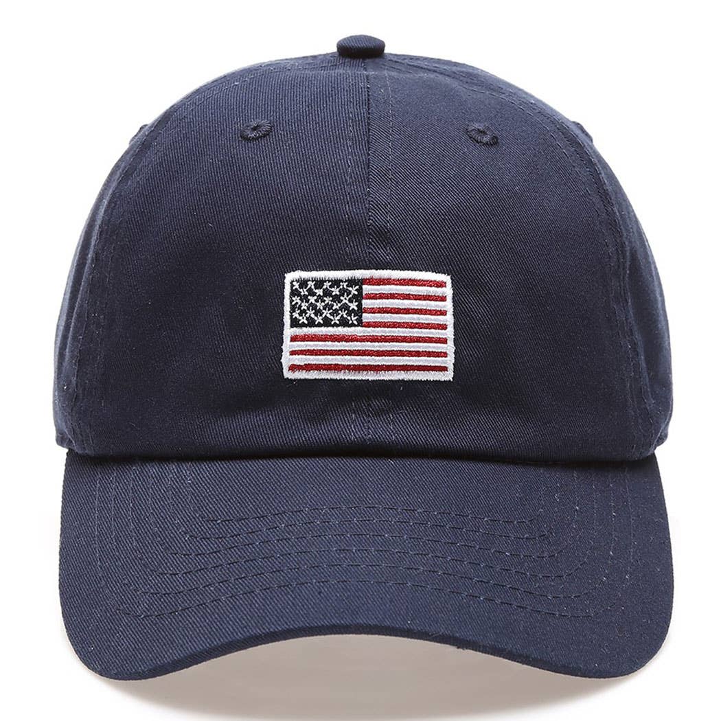 American Flag Patched Cotton Baseball Cap