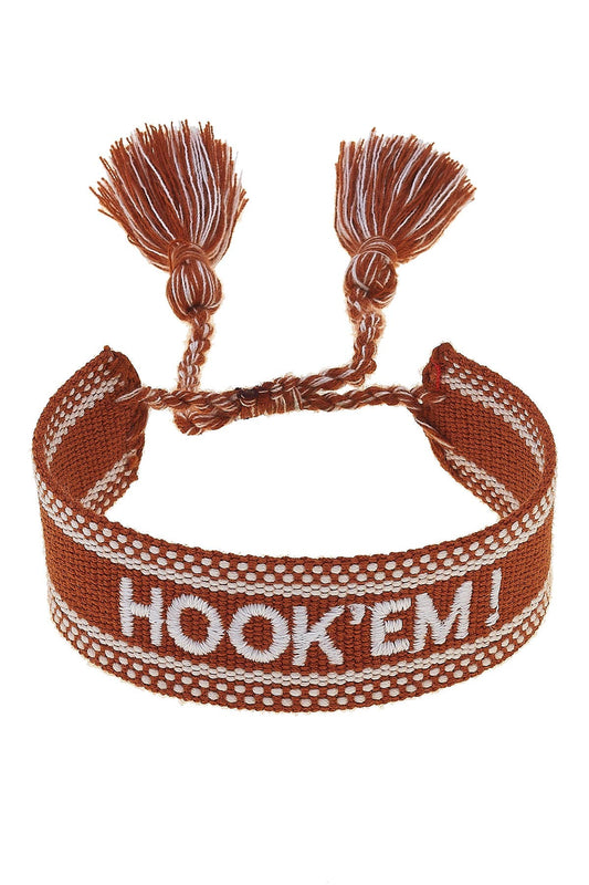 Texas Longhorns Woven Tassel Bracelet in Burnt Orange