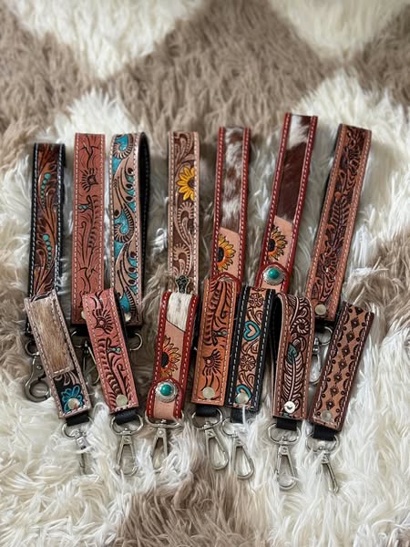 Tooled Leather Keychain / Strap