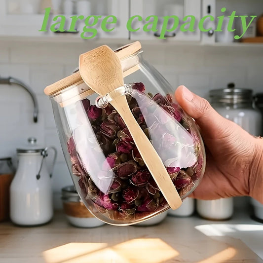 Glass Storage Jar with Lid and Spoon