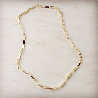 Gold Large Chain Link Layering Necklace 22"