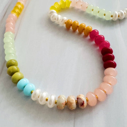 Color Garden Beaded Necklace – Natural Stone Beads Mix