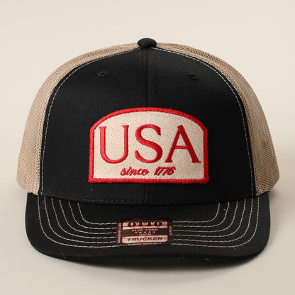 USA Since 1776 Embroidered Patch Trucker Hat
