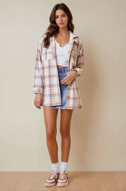 HOODED PLAID JACKET