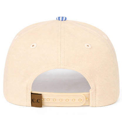 C.C Striped Pattern on Bill Plain Two Tone Trucker Hat