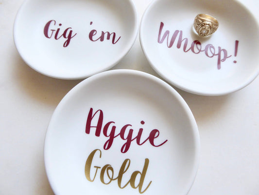 Aggie Gold, Gig 'em, Whoop! Ring Dish / Texas A&M University